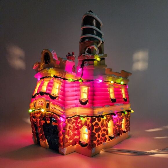 Disney Toon Town Fire Department Light Up Christmas Village Decor Holiday LED - Picture 13 of 16